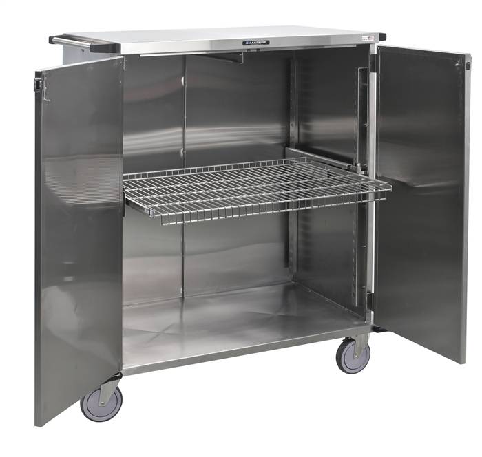 Lakeside Two Door Stainless Steel Case Carts 36 Width Wire Shelf