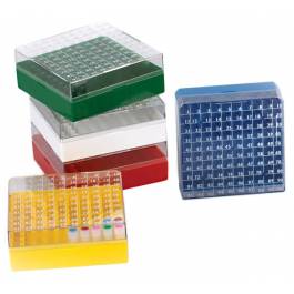 Globe Scientific BioBOX 3042G Polycarbonate Storage Box with Transparent Lid for 3ml, 4ml and 5ml Tubes, Holds 81 Vials, Green (Pack of 4)