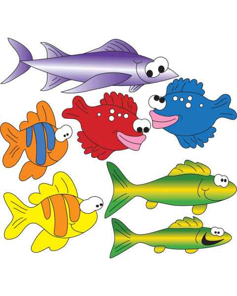 Clinton Wall Sticker - School of Fish (Right Facing)