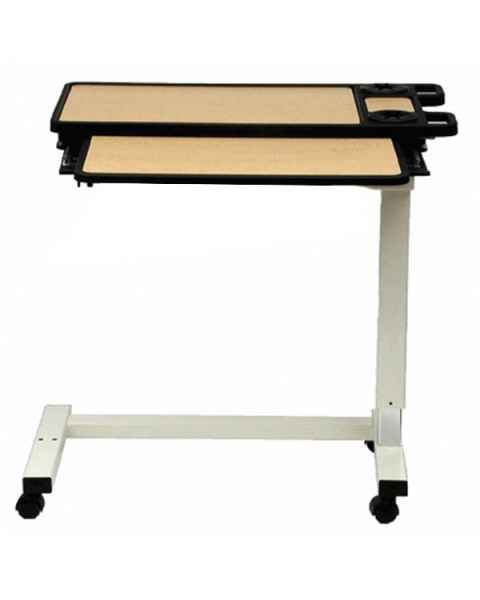 Novum Medical 120ES Acute Care Overbed Table Split Top without Vanity - Pneumatic Lift Mechanism