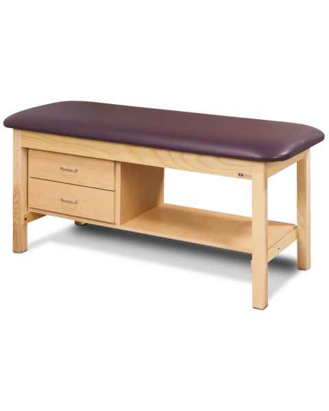 Clinton Model 1300 Flat Top Classic Series Treatment Table with Shelf & 2 Drawers