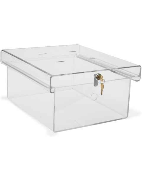 12W x 6D x 4.25H Locking Medical Box Clear Acrylic