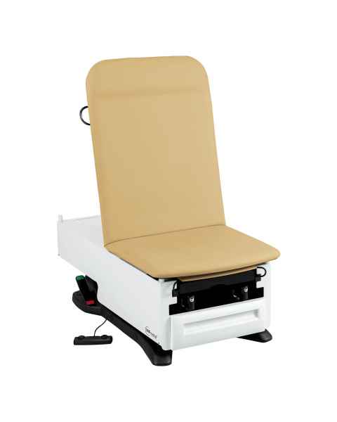 Model 3002-500-300LM FusionONE ProGlide Power Hi-Lo Manual Backrest Exam Table with WheelBase System, Foot Control & Stirrup - Lemon Meringue