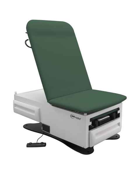 Model 3003 FusionONE Power Hi-Lo Manual Back Exam Chair with Foot Control, Stirrups, Drain Pan, Drawer Warmer, Pelvic Tilt & Receptacle - Deep Forest