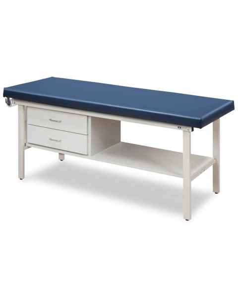 Clinton Model 3130 Flat Top Alpha-S Series Straight Line Treatment Table with Shelf & 2 Drawers