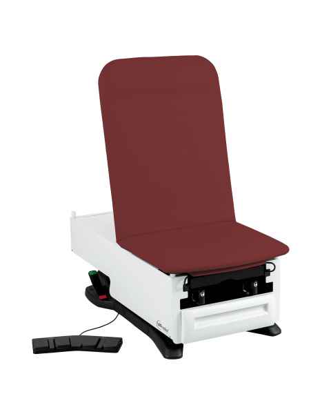 Model 3502-500-300FW FusionONE+ ProGlide Power Hi-Lo Power Backrest Exam Table with WheelBase System, Foot Control & Stirrups - Fine Wine