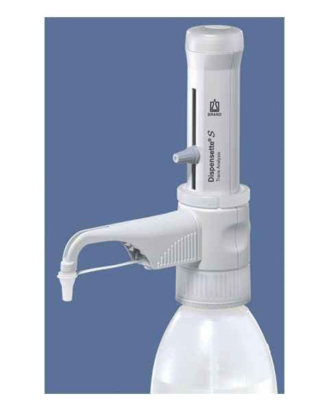 BrandTech Dispensette S Trace Analysis Bottletop Dispenser - Analog Adjustable with Standard Valve - Volume 1-10mL