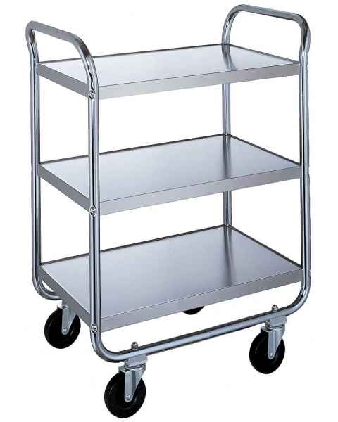 Lakeside Chrome Tubular Utility Cart - 3 Stainless Steel Shelves - Medium Duty 500 lbs Capacity