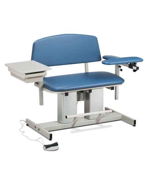 Clinton Power Series Bariatric Blood Drawing Chair with Padded Flip Arm and Drawer