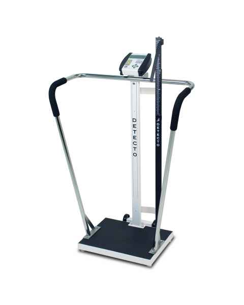 Detecto 6855MHR Bariatric Digital Scale with Mechanical Height Rod - 600 lb Capacity - 18" x 14" Platform