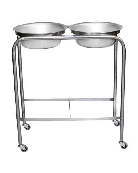 Blickman Model 7808SS-HB Stainless Steel Solution Stand - Double Basin with H-Brace