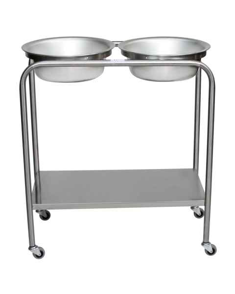 Blickman Model 7808SS Stainless Steel Solution Stand - Double Basin with Shelf