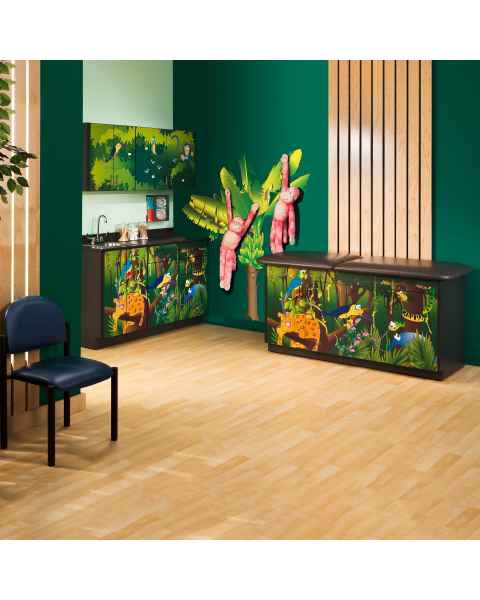 Clinton Model 7932-X Complete Rainforest Follies Pediatric Treatment Table with Adjustable Backrest & Cabinets