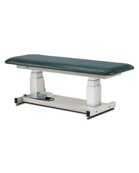 The Clinton 27" Wide General Ultrasound Power Table with Flat Top, Model 80061, is shown in the picture. Model 80061-X has a 34" width.