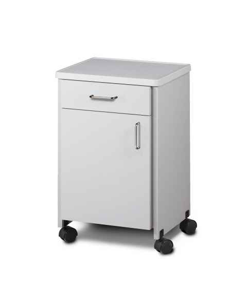 Clinton Mobile Bedside Cabinet with 1 Door, 1 Drawer, and Molded Top