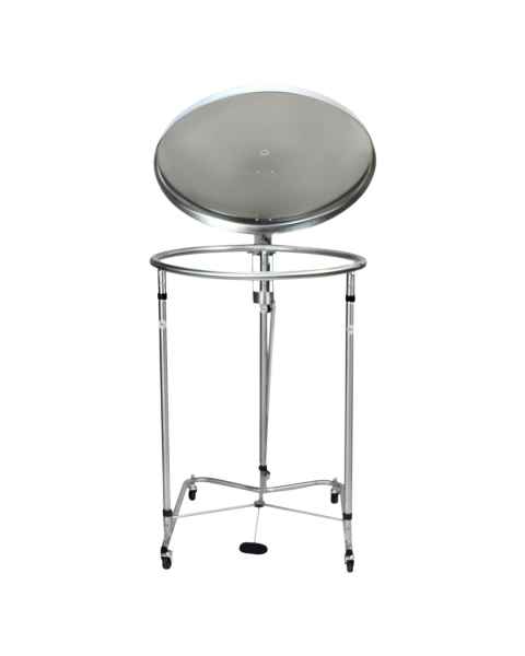 Blickman Stainless Steel Foot-Operated 25" Diameter Round Hamper with Lid