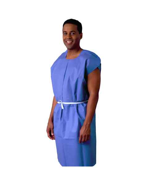 TIDI Products 980831 Ultimate Exam Gowns - Nonwoven, Blue, 30" x 42"