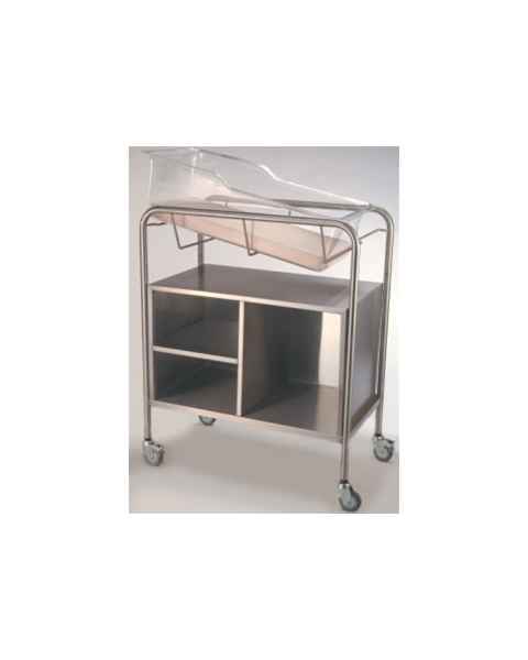 Stainless Steel Hospital Bassinet Carrier with Open Cabinet (No Doors)