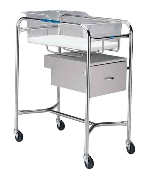 Pedigo Stainless Steel Bassinet Stand With End-Mounted Drawer