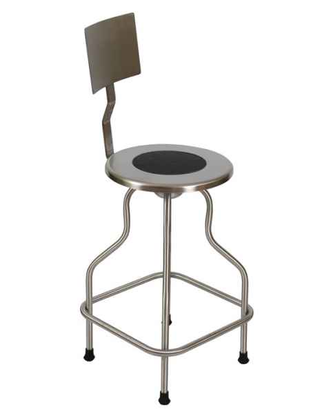 Stainless Steel Revolving Stool with Backrest