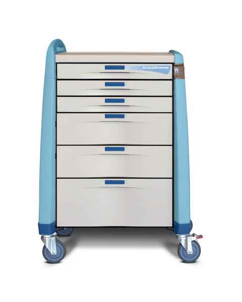 Capsa AM-AN-STD-ALOK-B Avalo Anesthesia Cart - Standard Height, Auto Lock, Blue