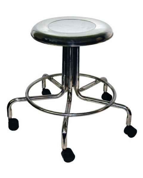 MRI Non-Magnetic Stainless Steel Stool with Dual Wheel Casters