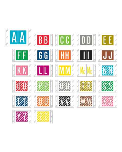 Tabbies 12000 Match CRAM Series Alpha Roll Labels - 1"H x 1 1/2"W