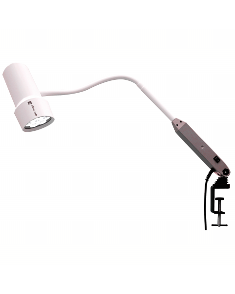 Waldmann D16044100 HALUX N50-3 P SX LED Exam Light with 31.5" Gooseneck Arm, 5 Dimming Levels, and 3 Color Shades - Table Clamp Mounted