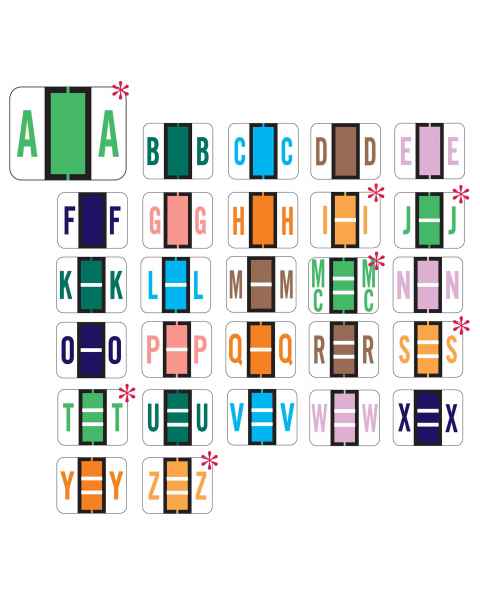 File Doctor Match FDAV Series Alpha Roll Labels - 1"H x 1 1/4"W