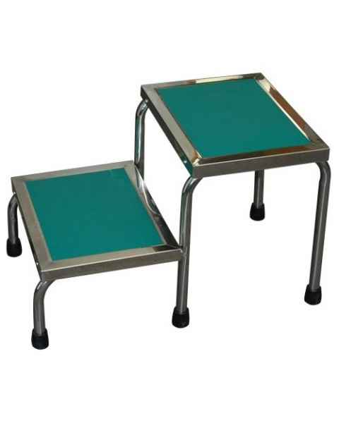 MRI Non-Magnetic Narrow Double Step Stool without Handrail