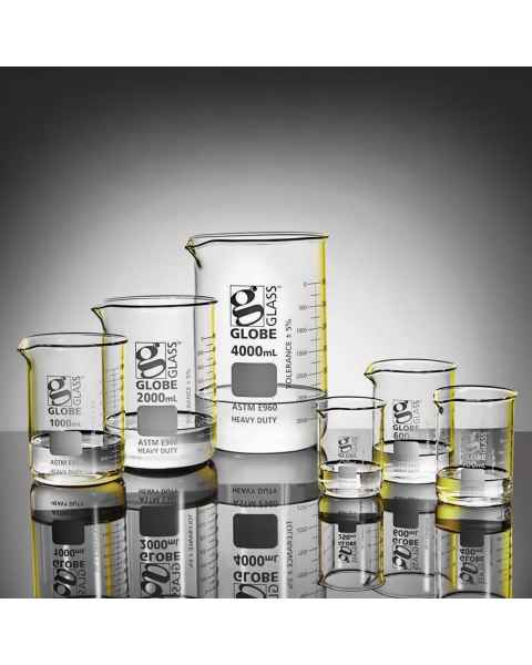 Globe Scientific Globe Glass™ Heavy Duty Low Form Griffin Beaker Series