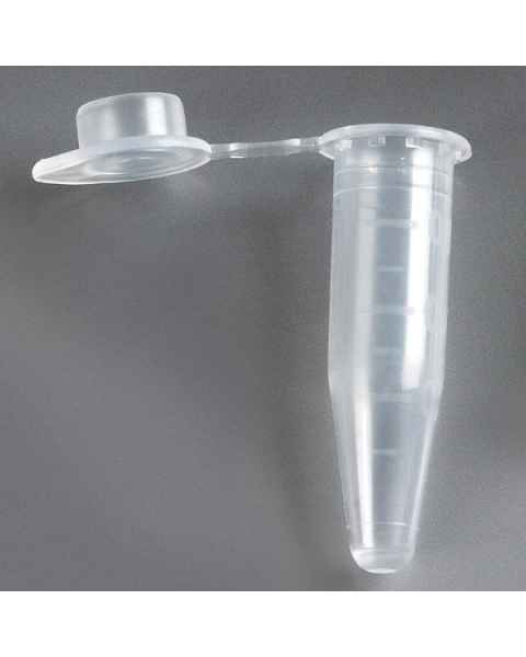 0.6mL PCR Tubes - Thin Wall Polypropylene with Attached Flat Top Cap - Graduated - Natural