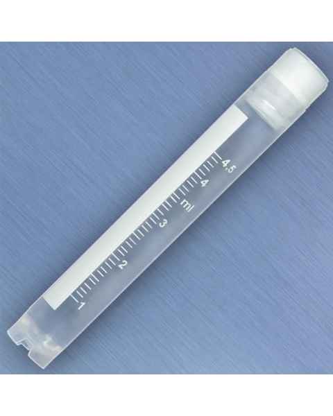 CryoClear Cryogenic Vial 5.0mL - Internal Threads - Attached Screwcap - Self-Standing Round Bottom - Sterile