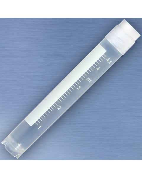 CryoClear Cryogenic Vial 5.0mL - External Threads - Attached Screwcap - Self-Standing Round Bottom - Sterile