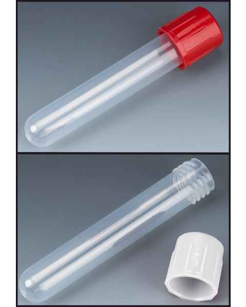 12mm x 75mm (5mL) Test Tubes with Attached Screw Caps - Polypropylene