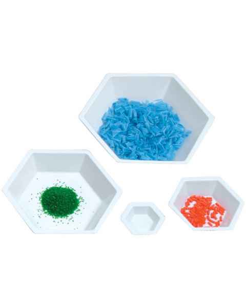 White Hexagonal Weighing Boats - Antistatic Material