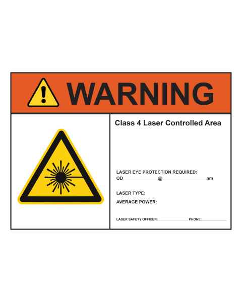 Phillip Safety Warning Class 4 Laser Controlled Area Laser Warning Sign