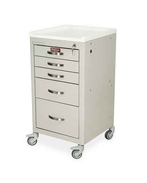 Harloff M3DS1824K05 M-Series Mini Width Short Procedure Cart Five Drawers with Key Lock