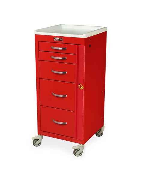 Harloff M3DS1830B05 M-Series Mini Width Tall Emergency Crash Cart Five Drawers with Breakaway Lock