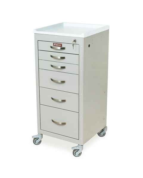 Harloff M-Series Mini Width Tall Procedure Cart Six Drawers with Key Lock