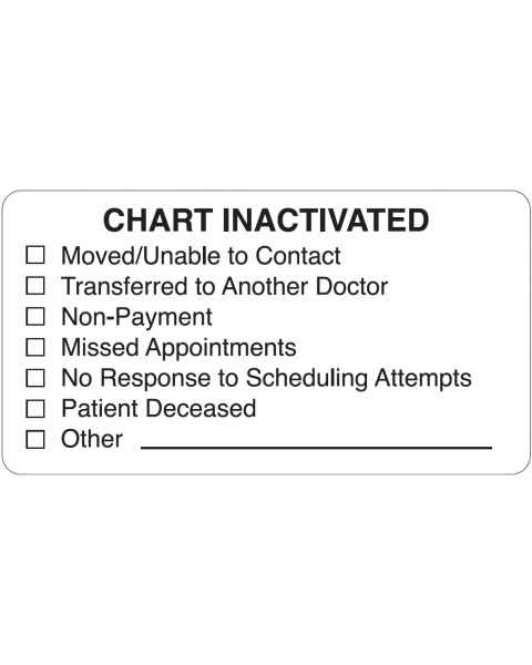 CHART INACTIVATED Label - Size 3 1/4"W x 1 3/4"H