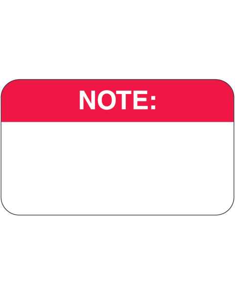 NOTE Label - Size 1 1/2"W x 7/8"H