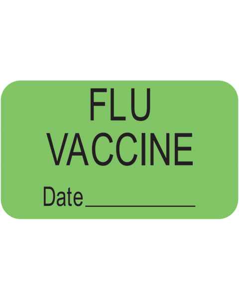 FLU VACCINE Label - Size 1 1/2"W x 7/8"H