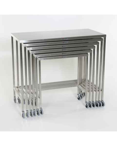 Set of 6 MCM Stainless Steel Nesting Instrument Tables