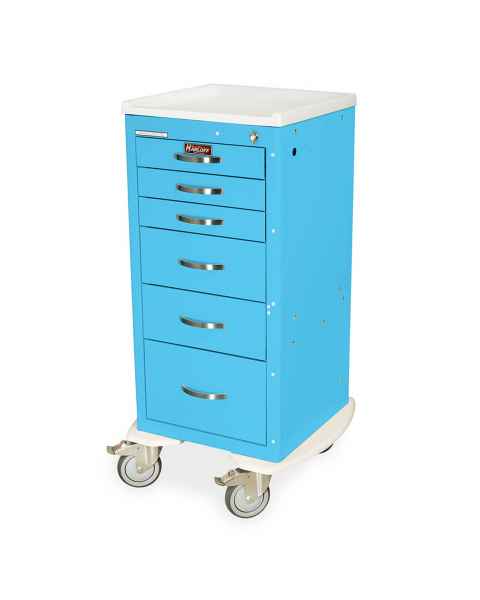 Harloff MDS1830L06 M-Series Mini Width Tall Medical Cart Six Drawers with Latch Lock