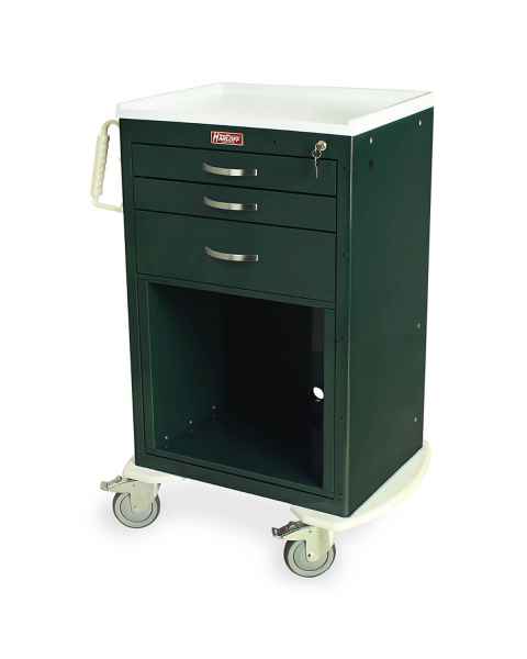 Harloff MDS2430K05+MD24-DRW18-EH M-Series Medium Width Tall Cart Three Drawers with Key Lock, Open Equipment Holder