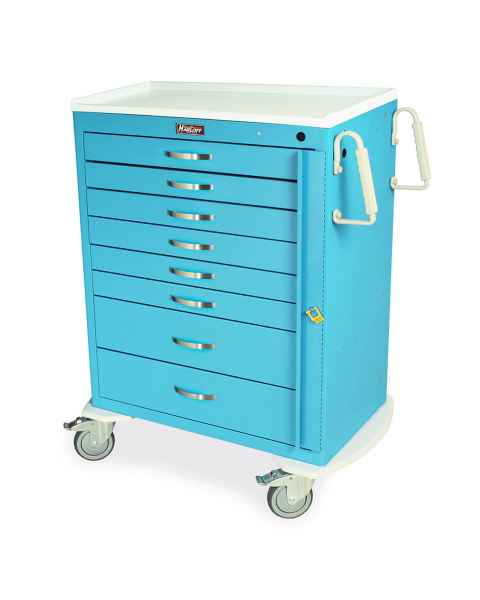 M-Series X-Short Emergency Crash Cart, Standard Width, Four Drawers,  Breakaway Lock, MDS3021B14 - Harloff