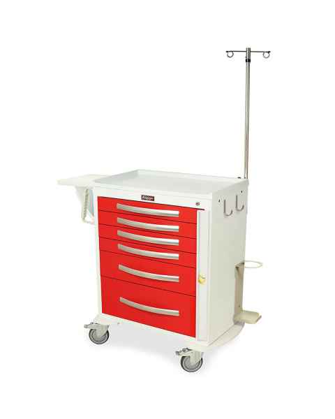 Harloff A-Series Lightweight Aluminum Standard Width Medium Height Emergency Crash Cart Six Drawers with Breakaway Lock, MD30-EMG1 Package