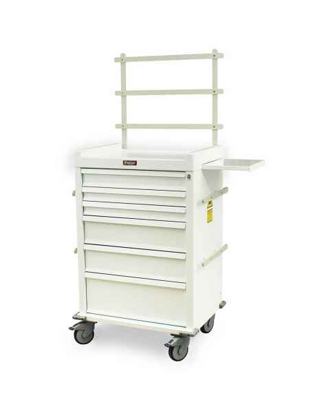 Harloff MR6K-MAN MR-Conditional Anesthesia Cart Six Drawer with Key Lock, Accessory Package.  Color shown with White body and drawers.