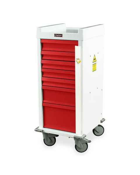 Harloff MRN7B MR-Conditional Narrow Body Emergency Cart 7 Drawer Breakaway Lock